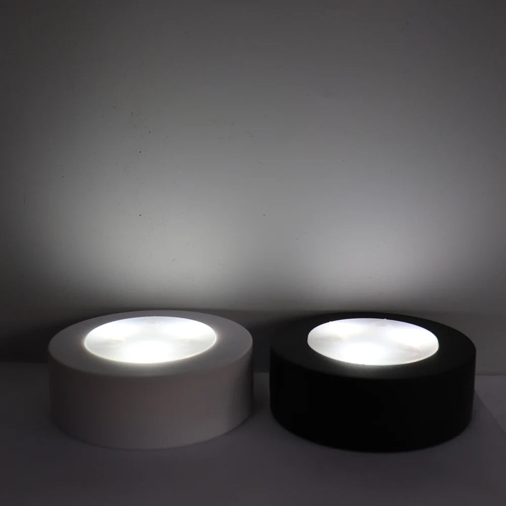 Round LED Cabinet Closet Light CCT Under Furniture Dimmable Lamps Battery Powered Night Bedroom Wardrobe Lighting Remote Control