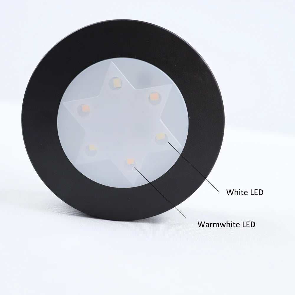 Round LED Cabinet Closet Light CCT Under Furniture Dimmable Lamps Battery Powered Night Bedroom Wardrobe Lighting Remote Control