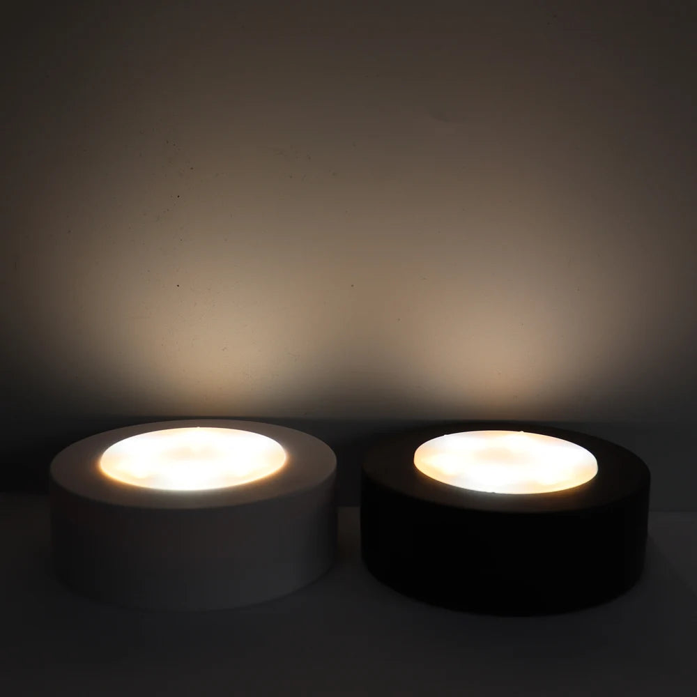 Round LED Cabinet Closet Light CCT Under Furniture Dimmable Lamps Battery Powered Night Bedroom Wardrobe Lighting Remote Control