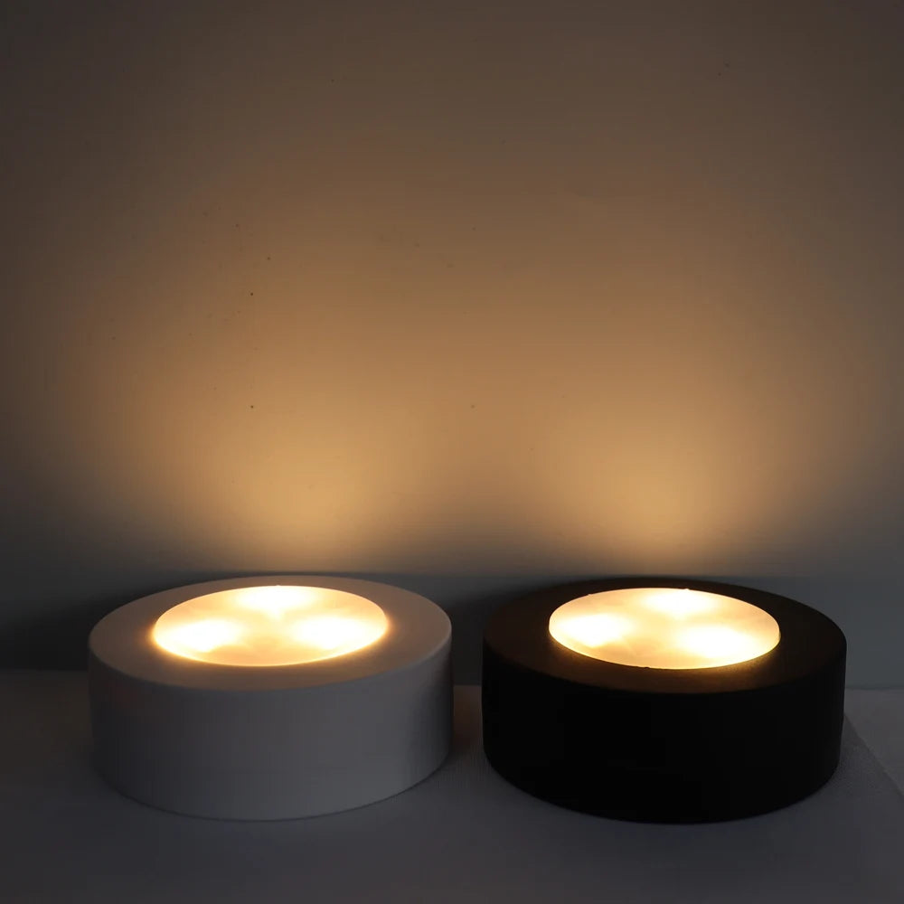 Round LED Cabinet Closet Light CCT Under Furniture Dimmable Lamps Battery Powered Night Bedroom Wardrobe Lighting Remote Control