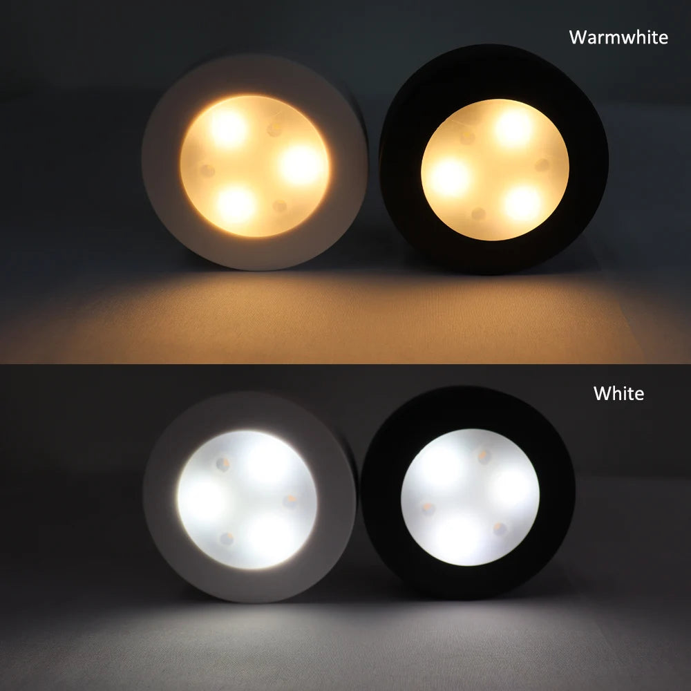Round LED Cabinet Closet Light CCT Under Furniture Dimmable Lamps Battery Powered Night Bedroom Wardrobe Lighting Remote Control