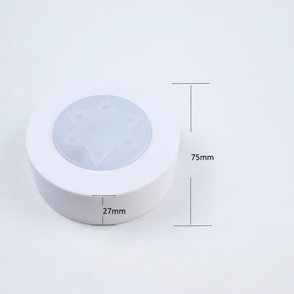 Round LED Cabinet Closet Light CCT Under Furniture Dimmable Lamps Battery Powered Night Bedroom Wardrobe Lighting Remote Control